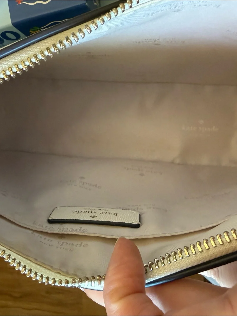 kate spade Cream Saffiano Leather Shoulder Bag with Gold Hardware